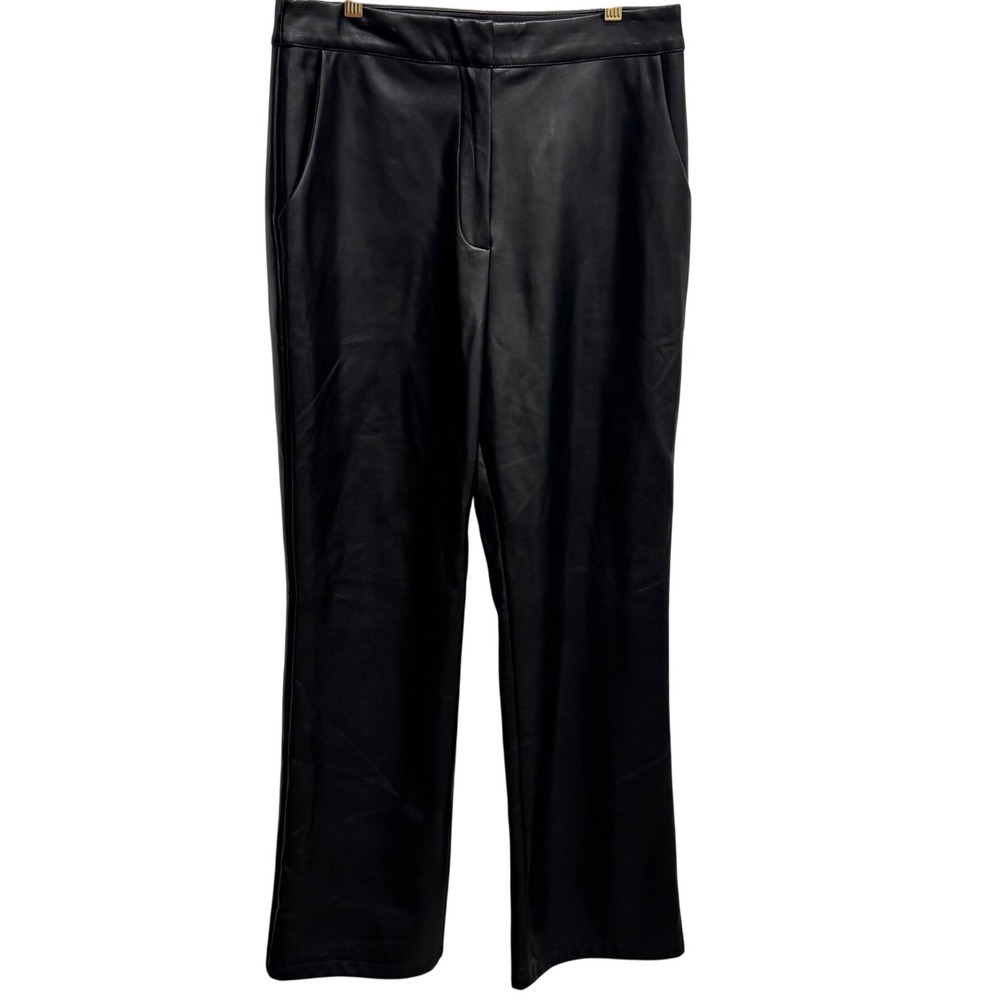 ASOS DESIGN Faux Leather Straight-Leg Pants – Black (Size US 8 / UK 12 / EU 40)
